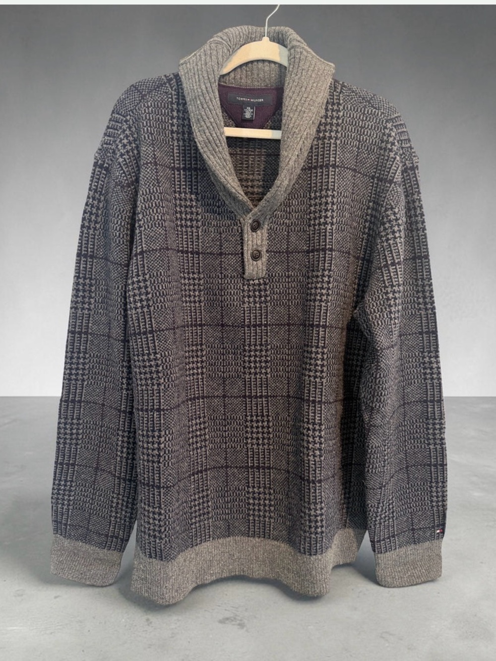 Tommy Hilfiger thick chunky lambswool Clubroom sweater grandpa Men’s XXL Vintage